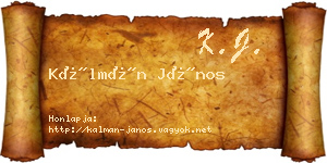 Kálmán János névjegykártya